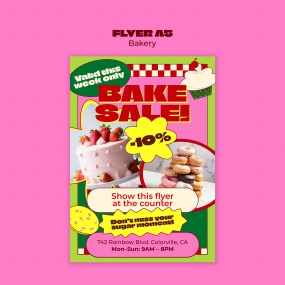 面包店促销折扣宣传单页A5模板